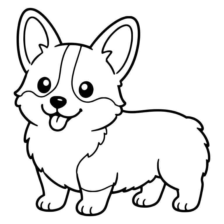 Corgi Standing Three Quarter View With Tongue Out — free animal SVG cut file