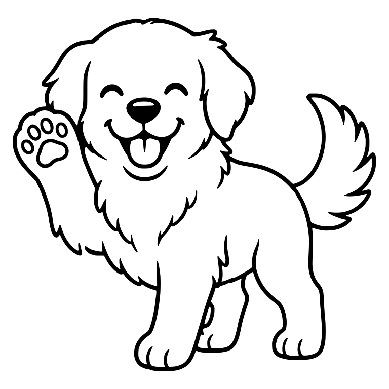 Standing Golden Retriever Puppy Waving With Closed Eyes — free animal SVG cut file