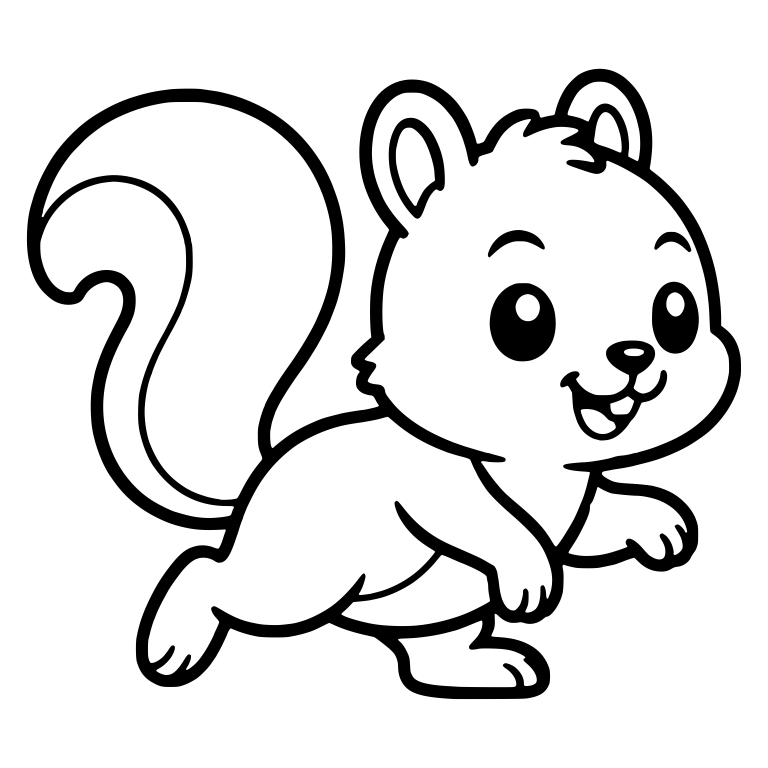 Running Squirrel With Curled Tail And Open Smile — free animal SVG cut file