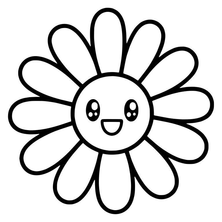 Simple Happy Daisy With Sparkle Eyes — free floral SVG cut file
