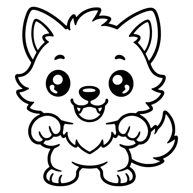 Kawaii Wolf Pup Standing With Paws Held in Front — free animal SVG cut file