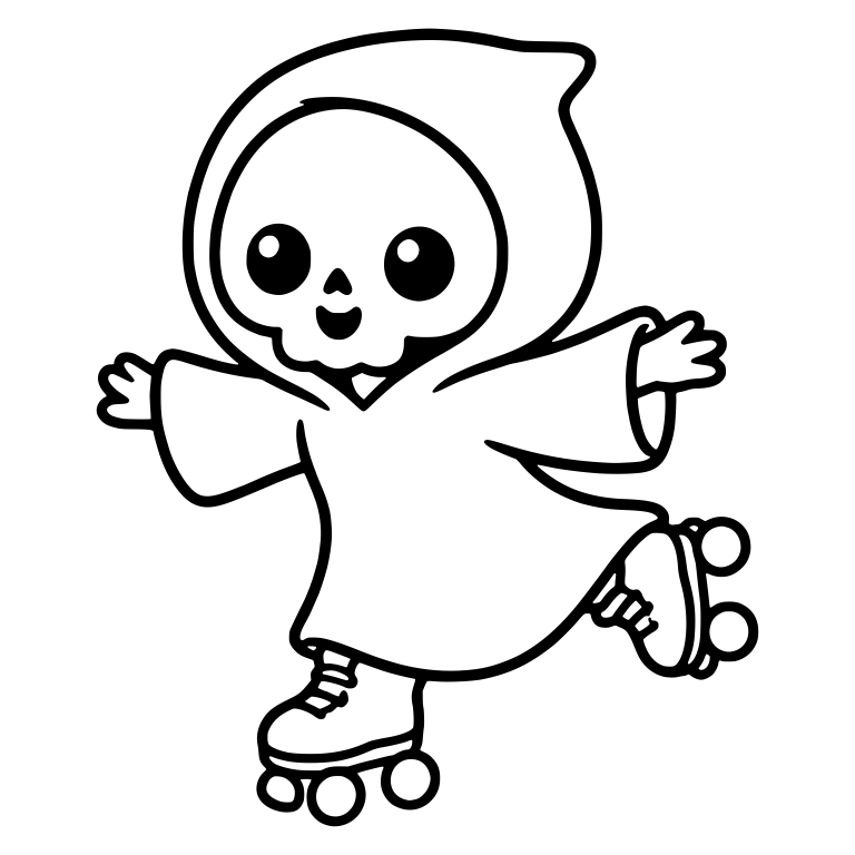 Kawaii Grim Reaper Roller Skating With Arms Out — free characters SVG cut file