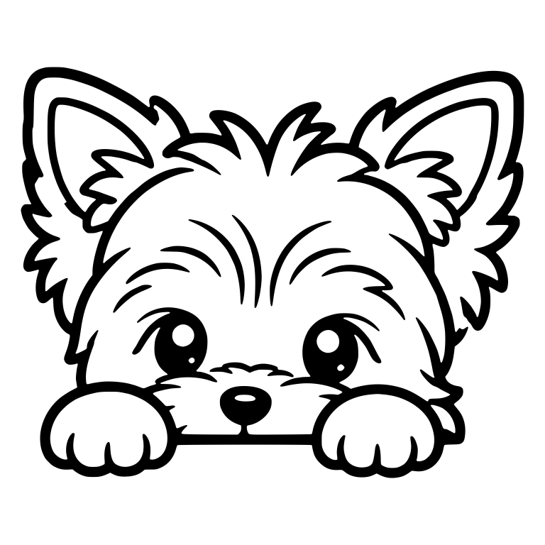 Shy Peeking Yorkie Puppy With Big Sparkly Eyes — free animal SVG cut file