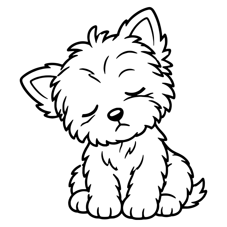 Sleepy Yorkie Puppy Sitting With Head Tilted — free animal SVG cut file