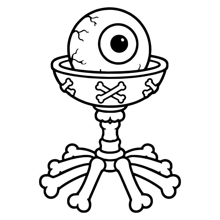 Eyeball Bowl on Bone Pedestal With Crossbones — free objects SVG cut file