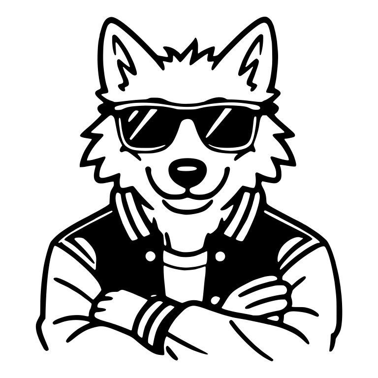 Wolf in Sunglasses and Varsity Jacket With Arms Crossed — free animal SVG cut file