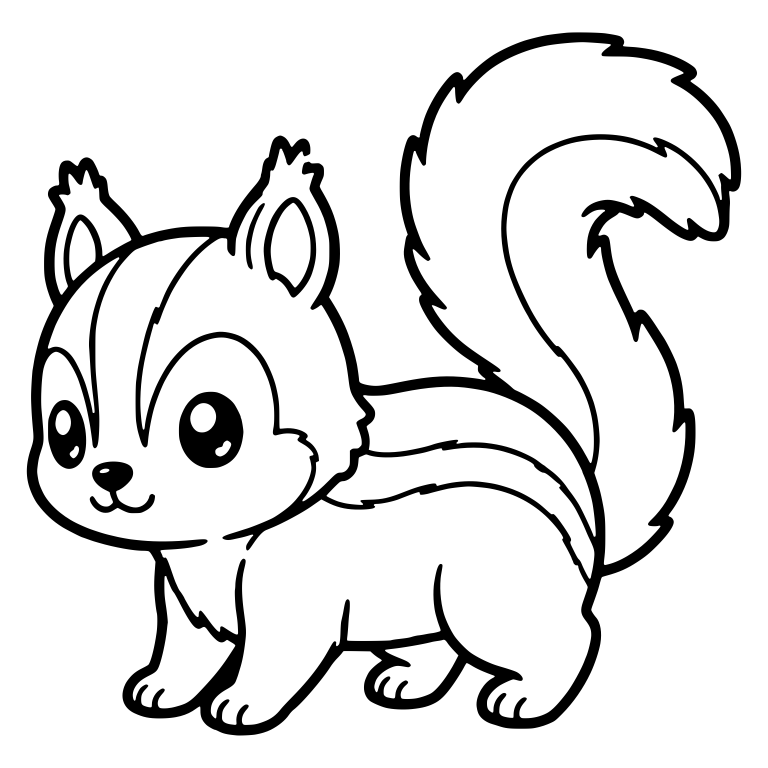 Striped Squirrel Walking with Big S-Curved Tail — free animal SVG cut file