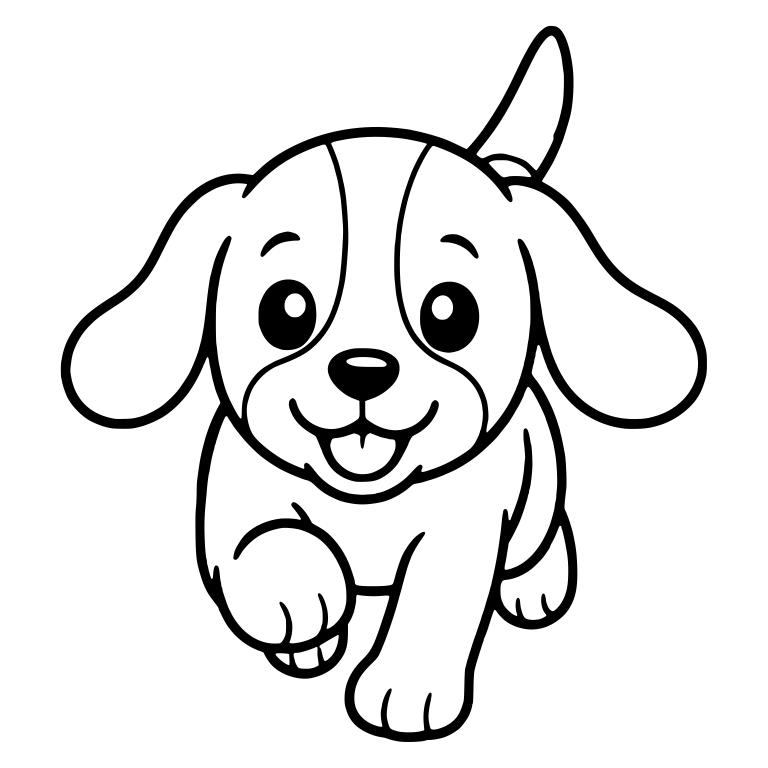 Front View Running Beagle Puppy With Raised Paw — free animal SVG cut file