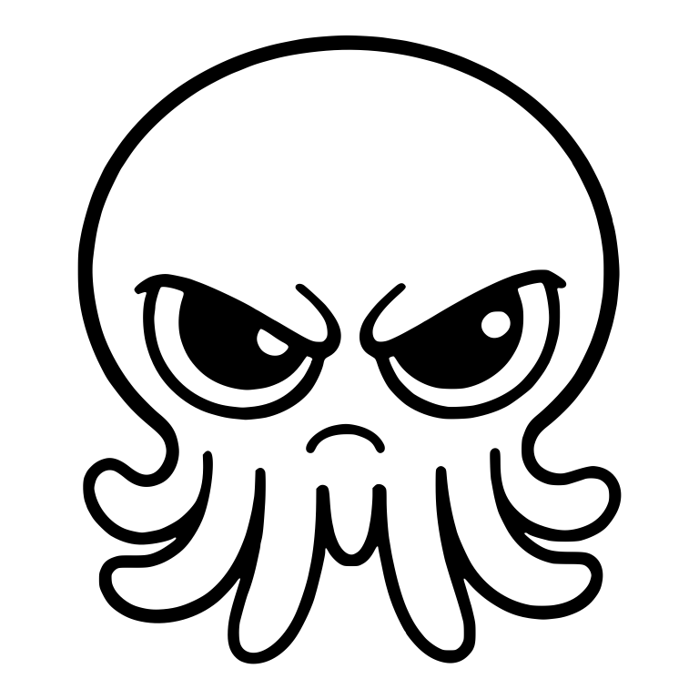 Grumpy Tentacled Alien Head With Scowling Eyes — free fantasy-creature SVG cut file