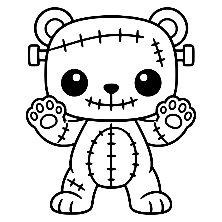 Stitched Frankenstein Teddy Bear Raising Both Paws — free animal SVG cut file