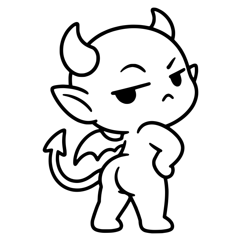 Annoyed Devil Looking Back With Hand on Hip — free fantasy-creature SVG cut file