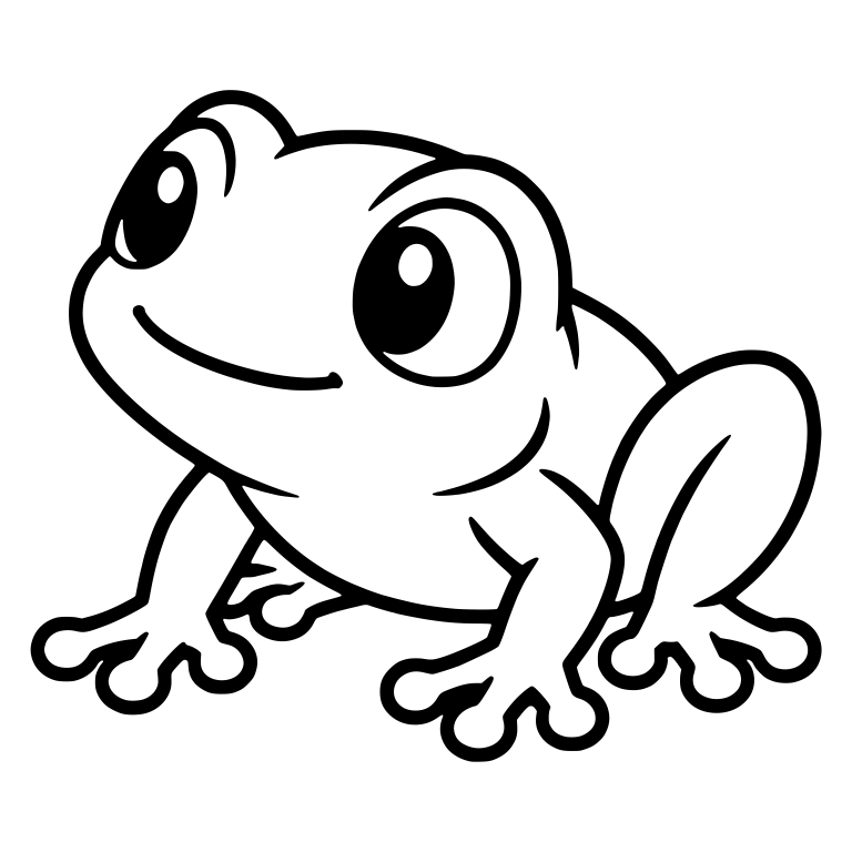 Crouching Chibi Frog in Three-Quarter View Looking Up — free animal SVG cut file