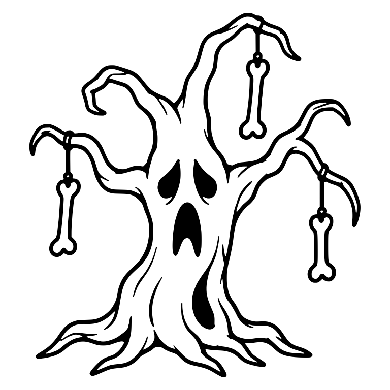 Haunted Tree with Three Dangling Bones — free floral SVG cut file