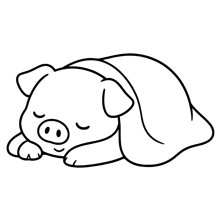 Sleeping Piglet Under Blanket With Smile and Floppy Ear — free animal SVG cut file