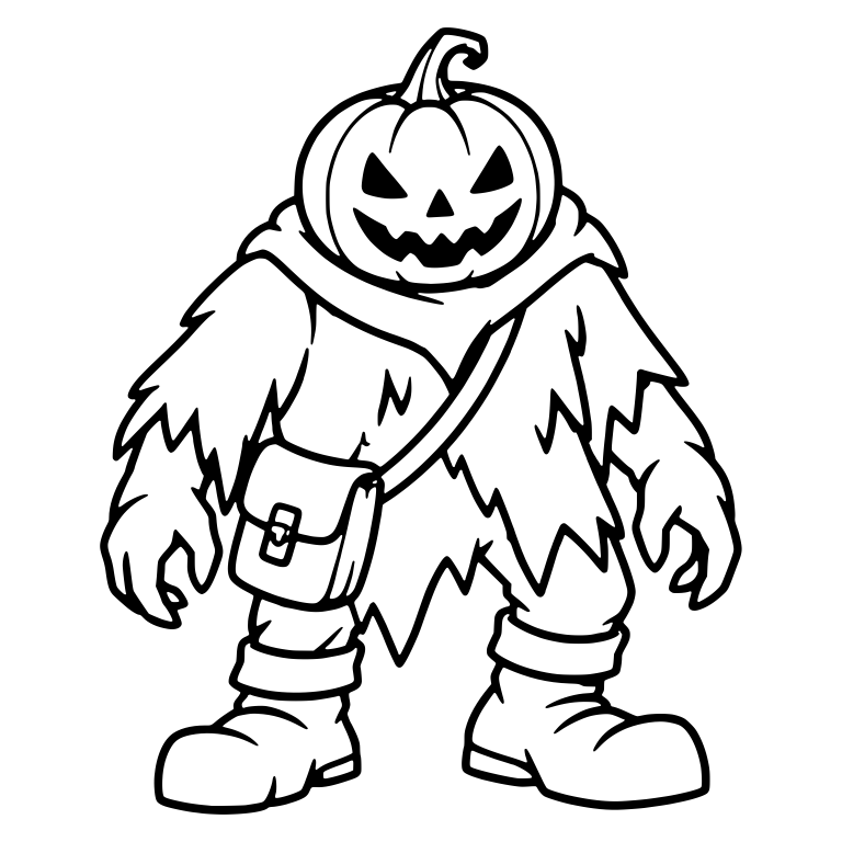 Pumpkin-Head in Boots With Satchel and Shaggy Fur — free fantasy-creature SVG cut file