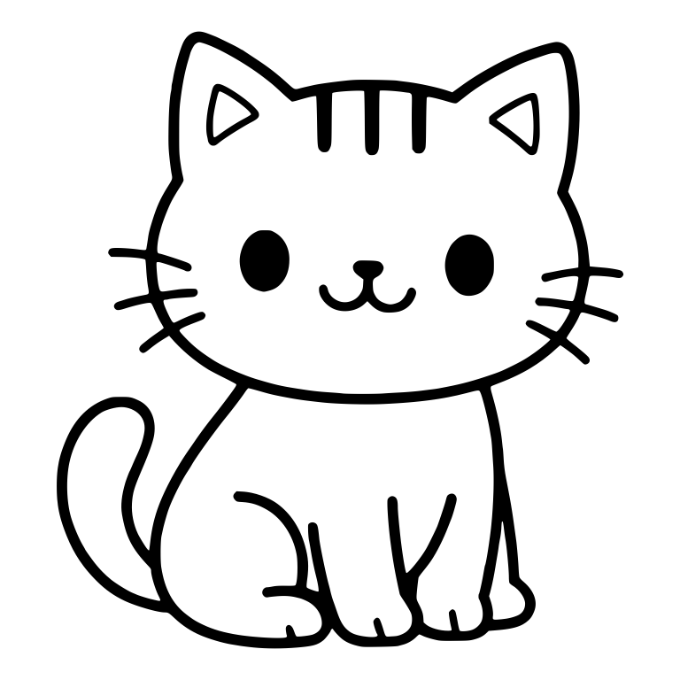 Tabby Kitten Sitting with Forehead Stripes — free animal SVG cut file