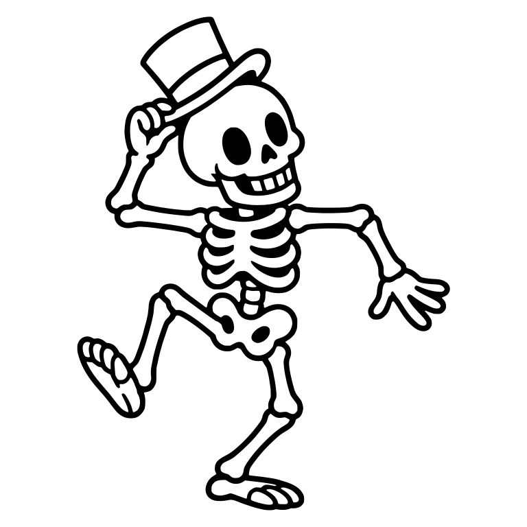 Retro Skeleton Tipping Top Hat While Dancing — free skeleton SVG cut file