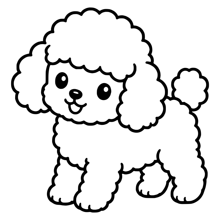 Standing Tiny Toy Poodle Puppy With Round Tail Pom — free animal SVG cut file