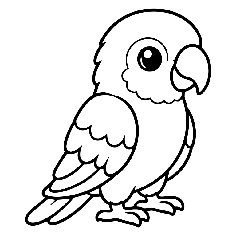 Small Conure Parrot Standing With Scalloped Wing — free animal SVG cut file