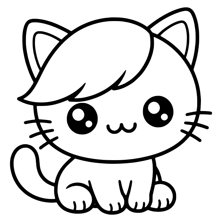Kitten With Side Swept Bangs And Curling Tail On Left — free animal SVG cut file