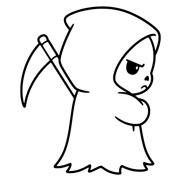 Huffy Grim Reaper Profile With Scythe And Jagged Hem — free characters SVG cut file