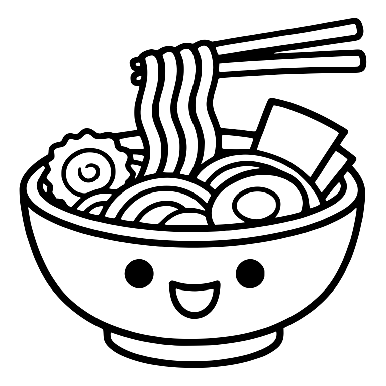 Ramen Bowl With Lifted Noodles And Swirl Fish Cake — free food SVG cut file