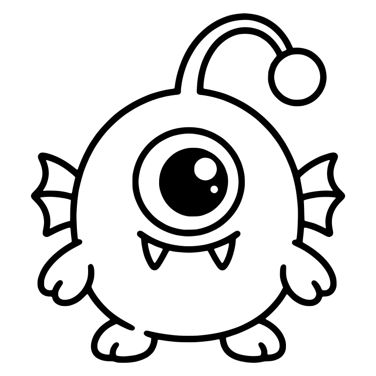One-Eyed Anglerfish Monster with Lure and Fins — free fantasy-creature SVG cut file