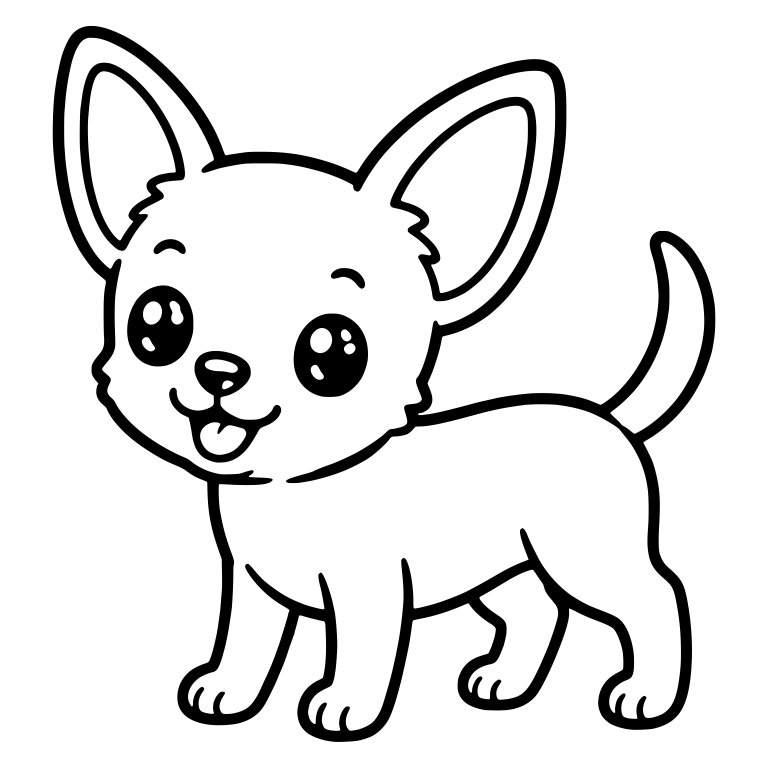 Smiling Chihuahua Puppy Standing in Three-Quarter View — free animal SVG cut file