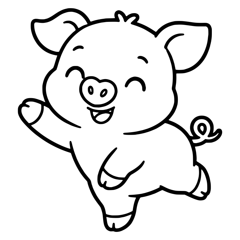 Dancing Piglet Waving One Hoof With Curly Tail — free animal SVG cut file
