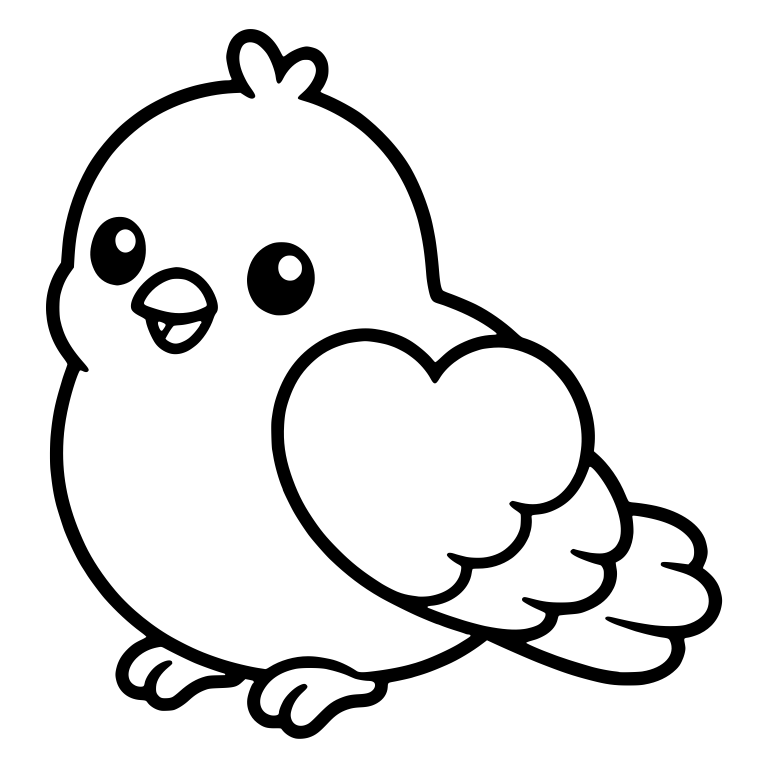 Chubby Dove With Heart-Shaped Wing and Head Tuft — free animal SVG cut file