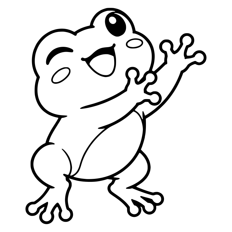 Frog Waving Upward With One Eye Closed and Open Mouth — free animal SVG cut file