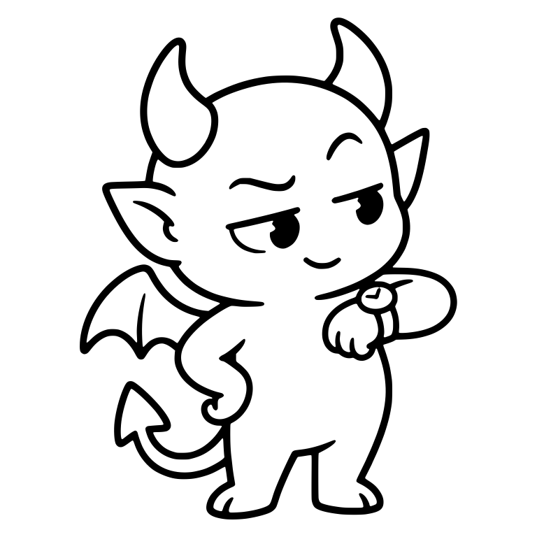 Smirking Winged Demon Checking Wristwatch With Side Glance — free fantasy-creature SVG cut file