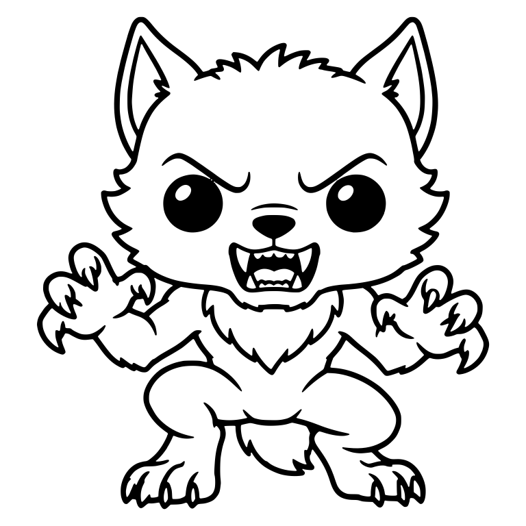 Snarling Werewolf Crouching With Both Claws Raised — free fantasy-creature SVG cut file