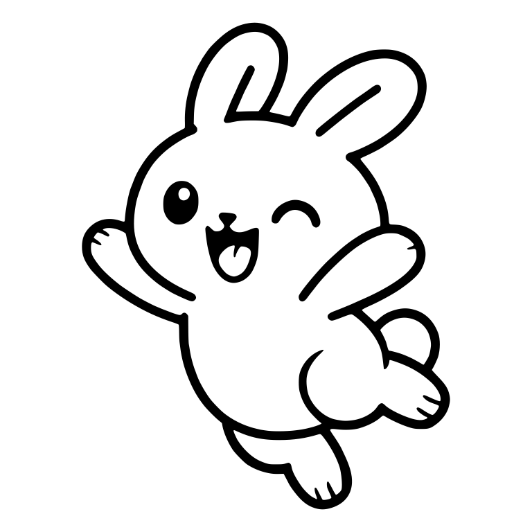 Joyful Jumping Bunny With Arms Out and One Eye Winking — free animal SVG cut file