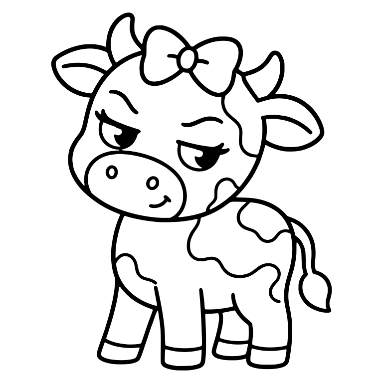 Sassy Calf With Head Bow and Sideways Smirk — free animal SVG cut file