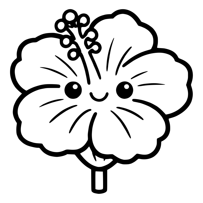 Smiling Hibiscus With Dotted Stamen and Stem — free floral SVG cut file