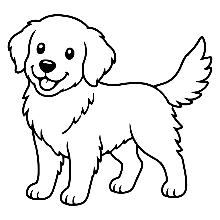 Standing Golden Retriever Puppy with Feathered Tail — free animal SVG cut file