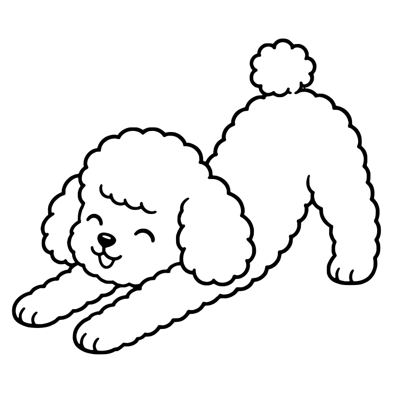 Toy Poodle Puppy Play Bow Stretch with Eyes Closed — free animal SVG cut file