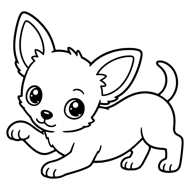 Chihuahua Puppy Crouching With One Paw Raised — free animal SVG cut file