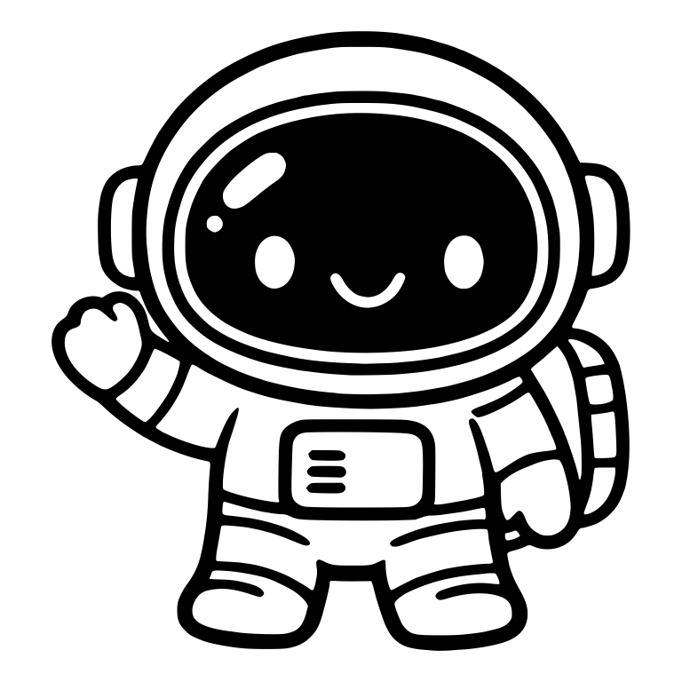 Kawaii Astronaut Waving With Helmet And Backpack — free space SVG cut file