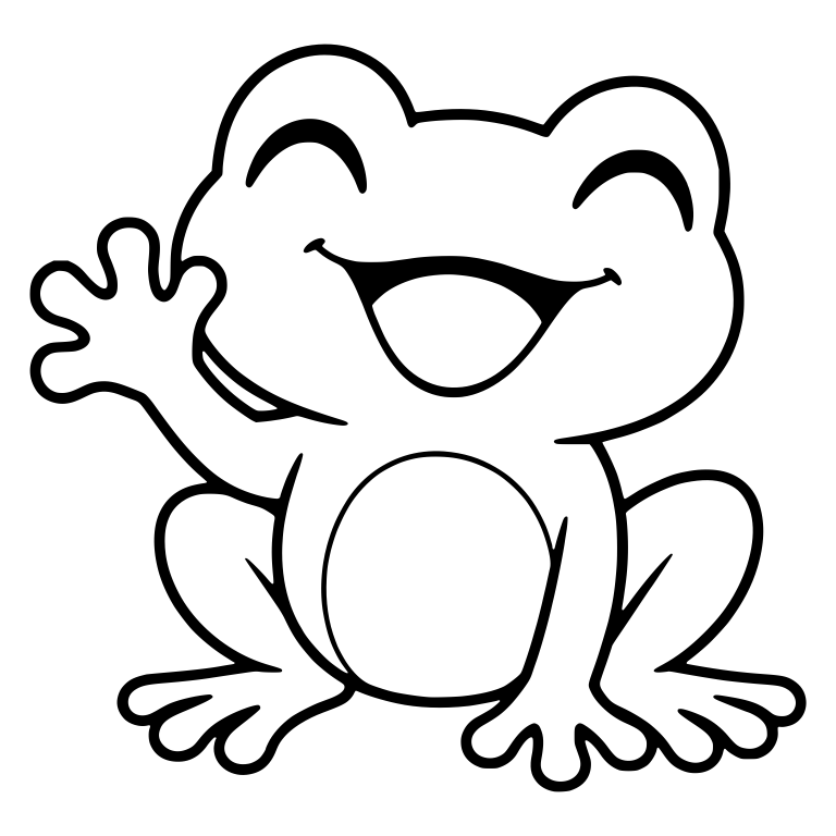 Laughing Chibi Frog Waving with Closed Eyes — free animal SVG cut file