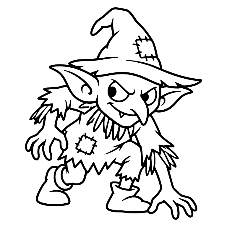 Crouching Scarecrow Goblin With Patched Hat — free fantasy-creature SVG cut file