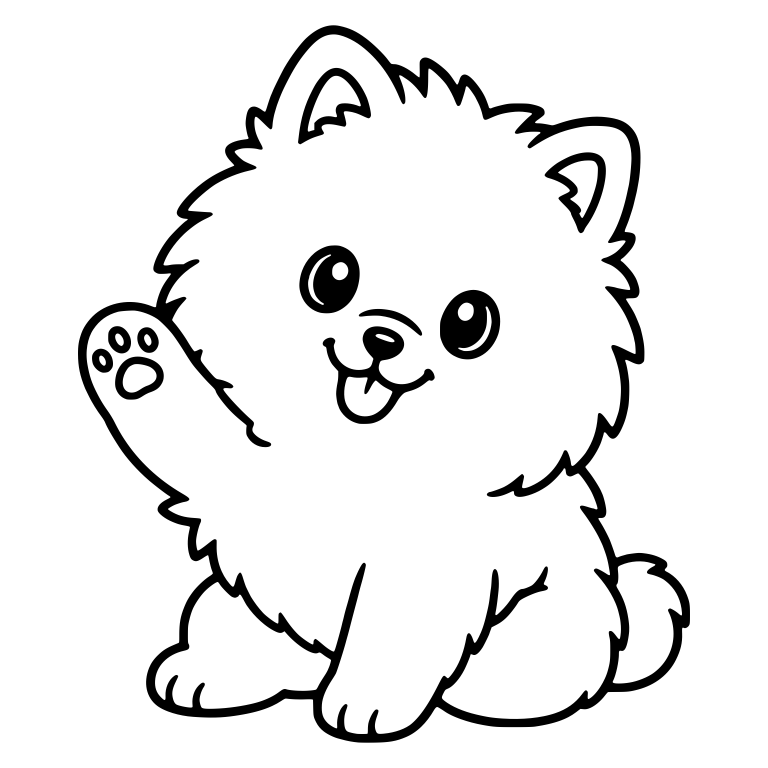 Sitting Pomeranian Waving With Paw Pad — free animal SVG cut file