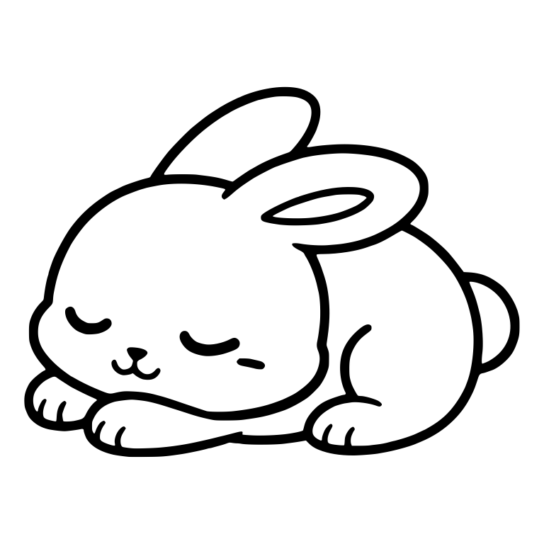 Curled Up Sleeping Bunny With Folded Ear and Blush Mark — free animal SVG cut file
