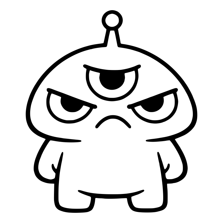 Grumpy Three-Eyed Alien With One Antenna And Arms At Sides — free fantasy-creature SVG cut file