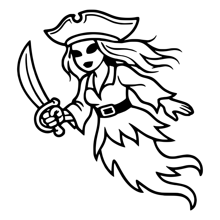 Female Ghost Pirate with Tricorn Hat and Cutlass — free fantasy-creature SVG cut file