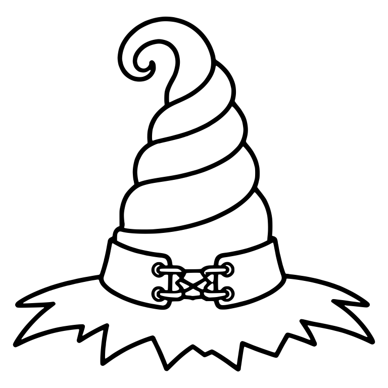 Swirl Witch Hat with Lace-Up Band and Jagged Brim — free objects SVG cut file