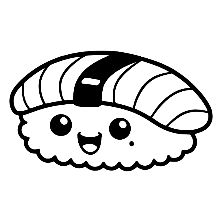 Kawaii Nigiri Sushi with Nori Band and Open Smile — free food SVG cut file