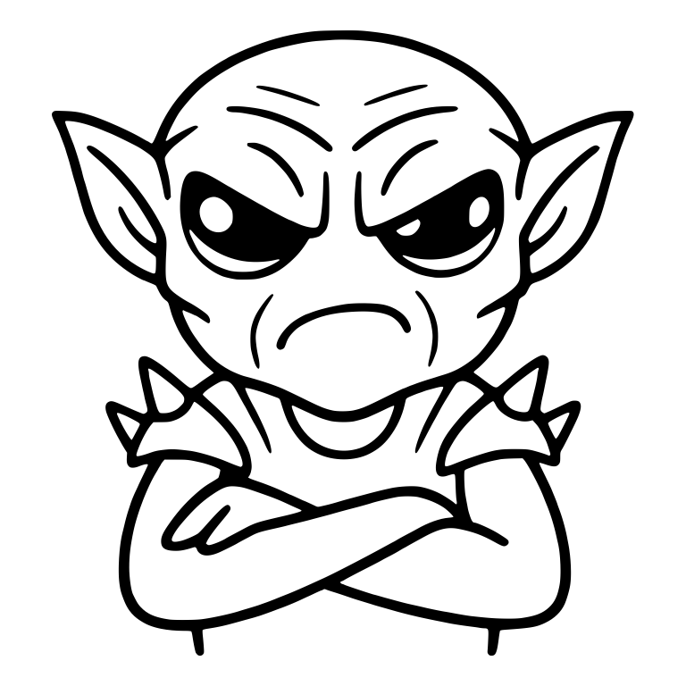 Grumpy Pointy-Eared Alien With Spiked Shoulder Pads — free fantasy-creature SVG cut file