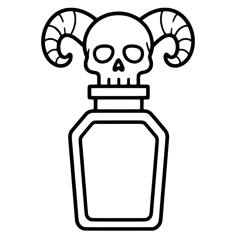 Horned Skull Stopper on Square Shouldered Bottle — free objects SVG cut file
